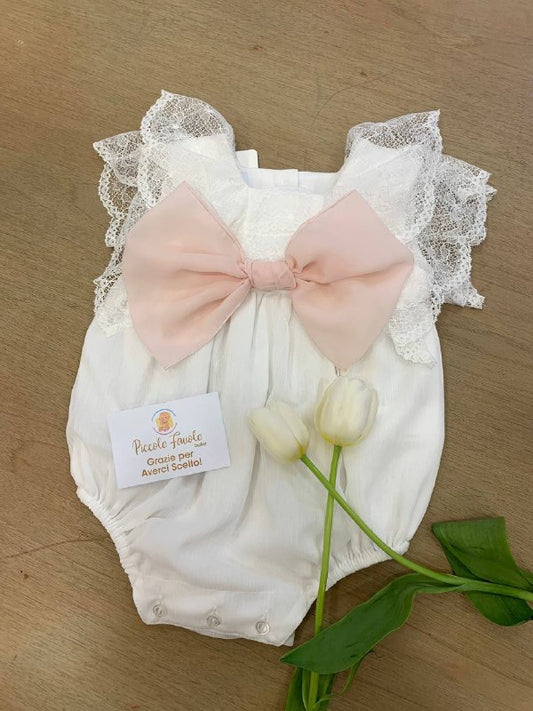 PAGLIACCETTO BATTESIMALE CON FIOCCO ROSA GRANLEI
