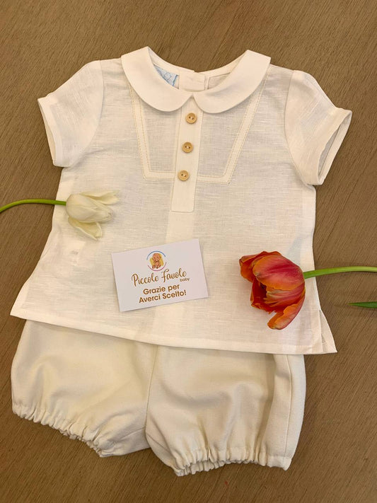 COMPLETO CERIMONIA BIANCO E BEIGE GRANLEI