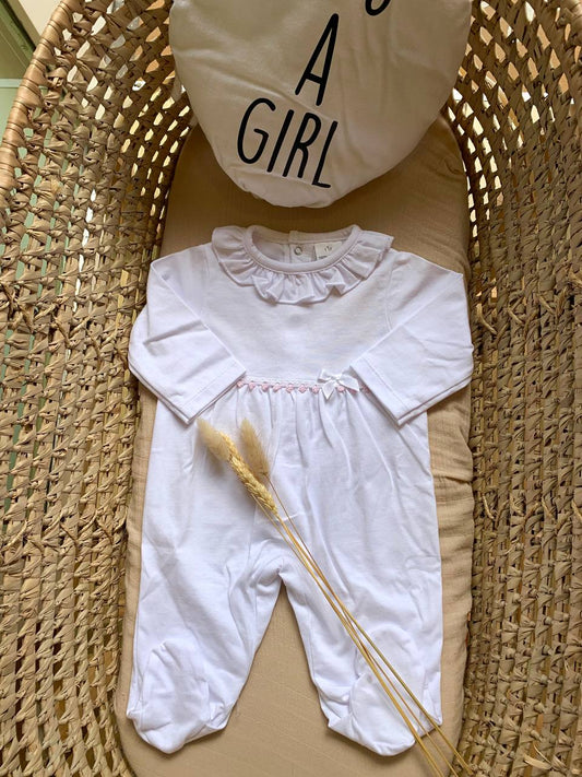 TUTINA BIANCA CON COLLETTO ROUGE BABY FASHION