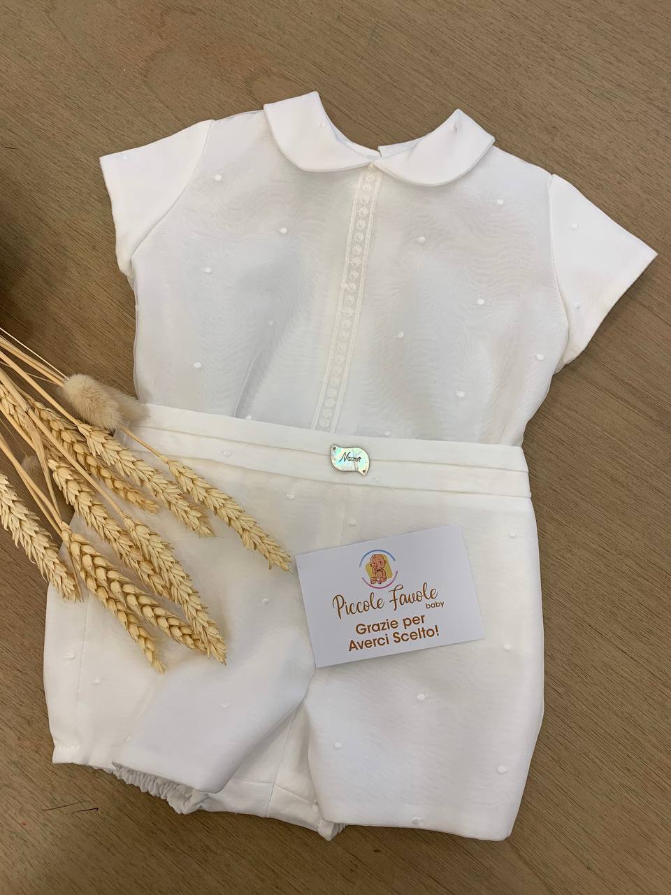 ABITO BATTESIMALE BIANCO POIS NISERET