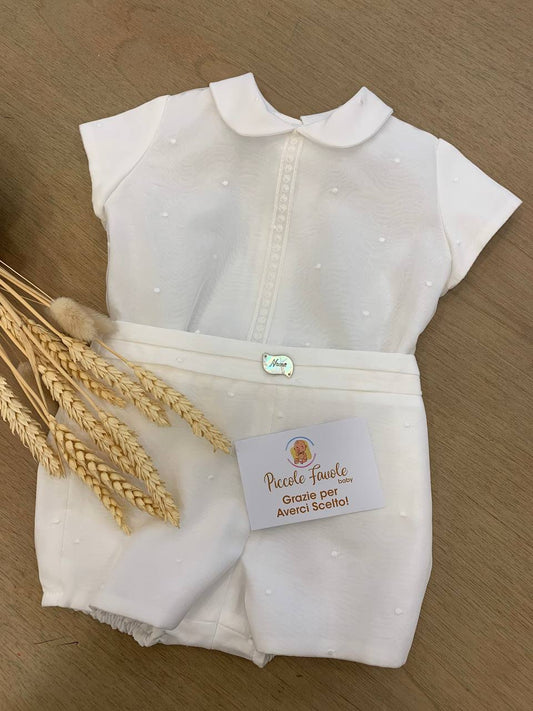 ABITO BATTESIMALE BIANCO POIS NISERET
