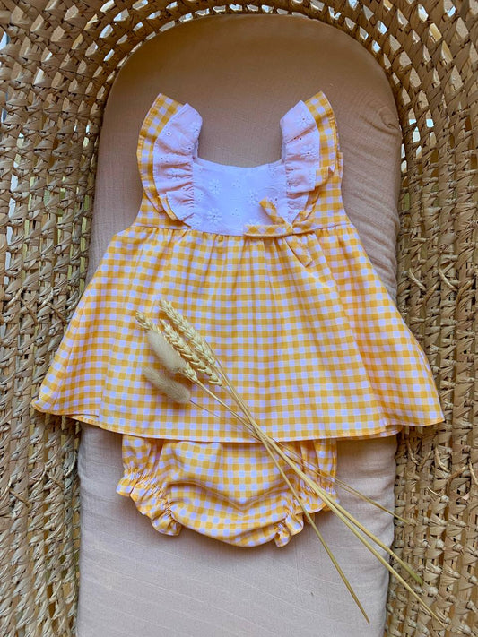 PAGLIACCETTO E CULOTTE QUADRETTI GIALLO DEL SUR