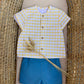 CAMICETTA QUADRETTI GIALLO E SHORTS BLU  DEL SUR