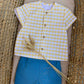 CAMICETTA QUADRETTI GIALLO E SHORTS BLU  DEL SUR