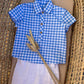 COMPLETO CAMICIA QUADRETTI CELESTE E SHORTS BIANCO DEL SUR