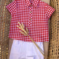 COMPLETO CAMICIA A QUADRI ROSSO CON SHORTS BIANCO DEL SUR