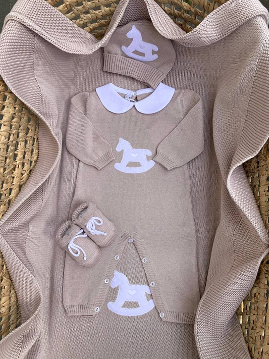 COORDINATO BEIGE CAVALLO A DONDOLO BABY LORD