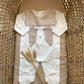 TUTINA IN COTONE BIANCA E BEIGE CONIGLIETTO BABY GI