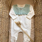 TUTINA  IN COTONE VERDE E BIANCA CON ROUGE BABY GI