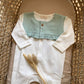 TUTINA  IN COTONE VERDE E BIANCA CON ROUGE BABY GI