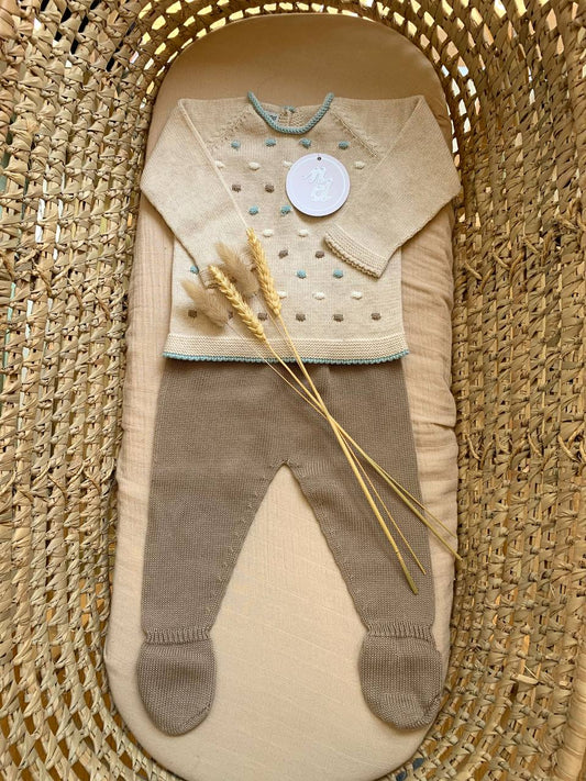 TUTINA SPEZZATA IN FILO CON POIS BEIGE E TURCHESI NICO DINGO