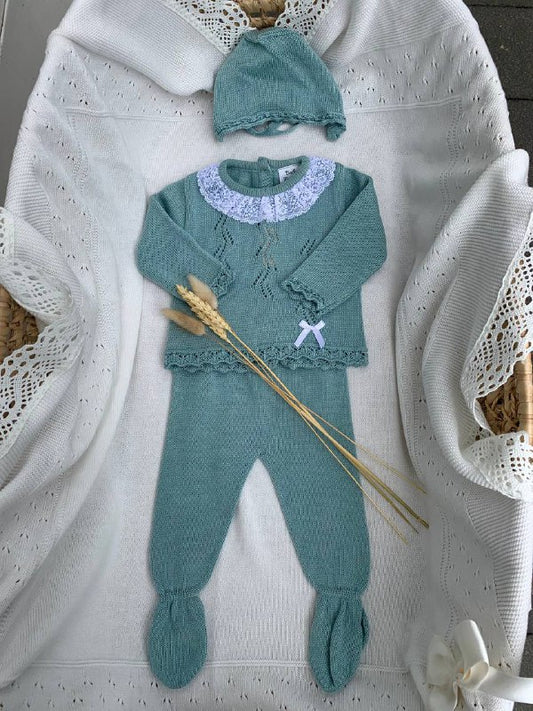 COORDINATO IN FILO VERDE BABY FASHION