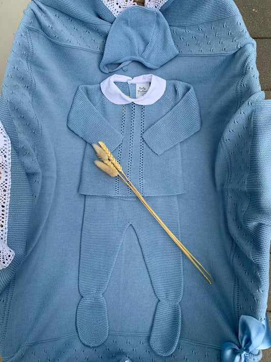 COORDINATO IN FILO CELESTE BABY FASHION