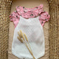 SALOPETTE IN FILO BIANCA E ROSA NATURA BABY FASHION