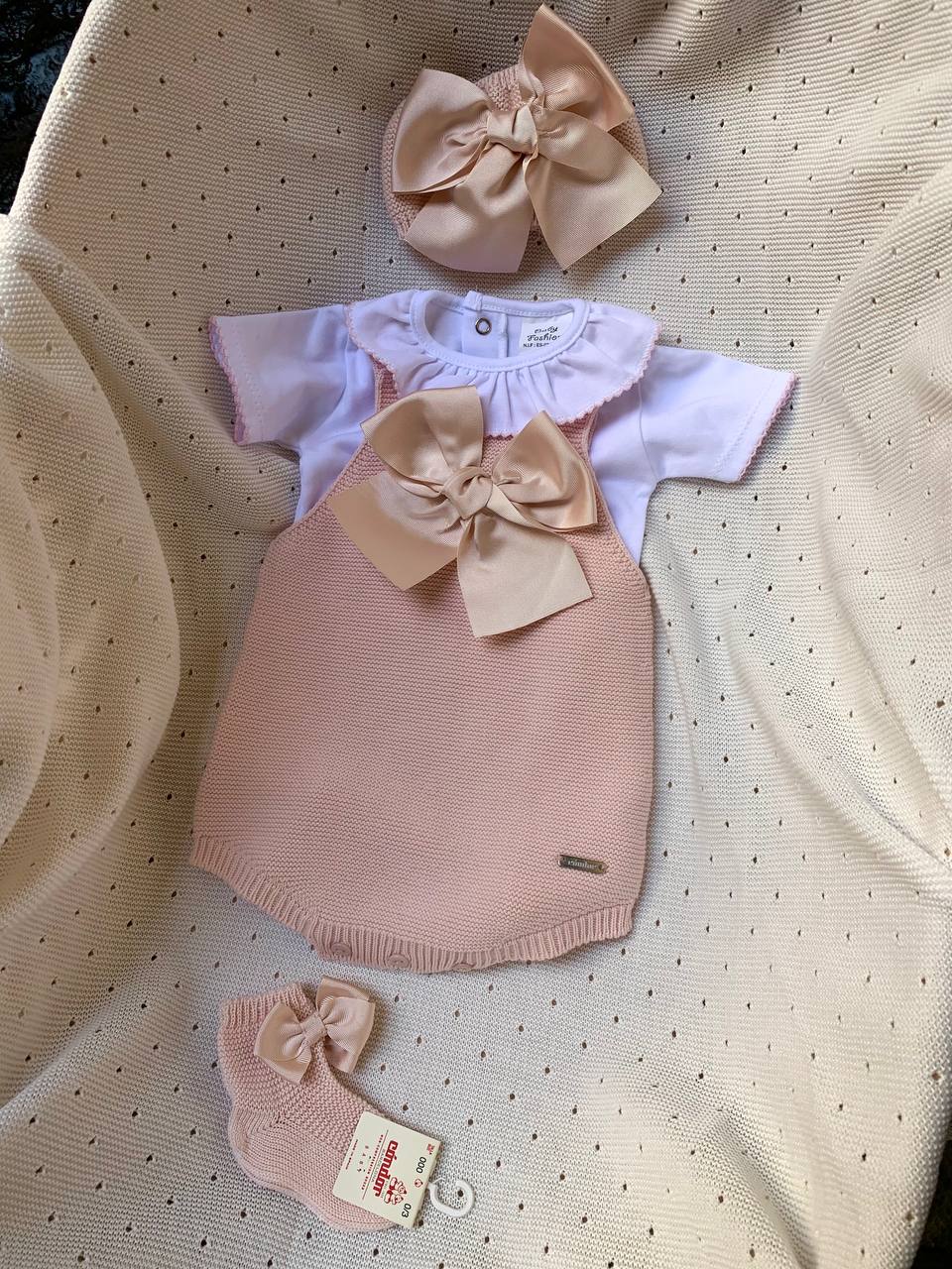 SALOPETTE E BODY IN FILO ROSA CONDOR