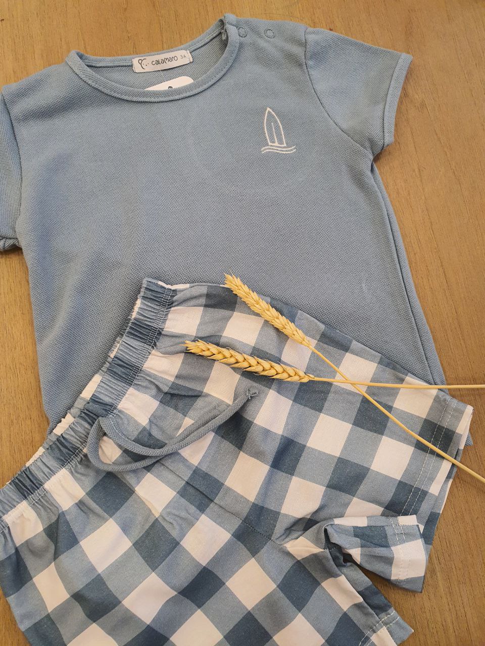 COMPLETO T-SHIRT E COSTUME SCACCHI CALAMARO