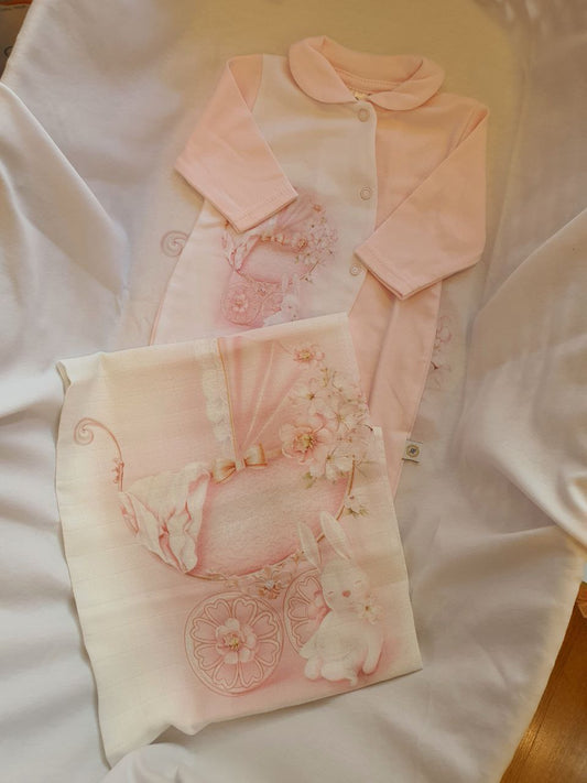 COORDINATO NASCITA ROSA CARROZZINA FIRST BABY