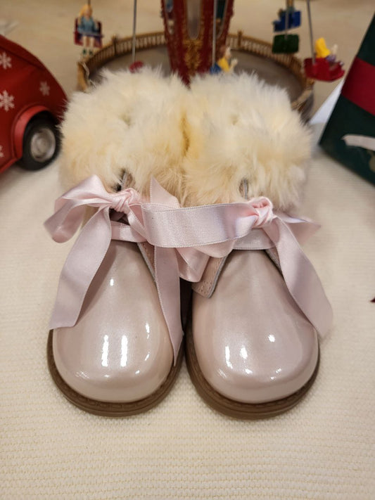 stivaletto rosa con peluche Rizitos