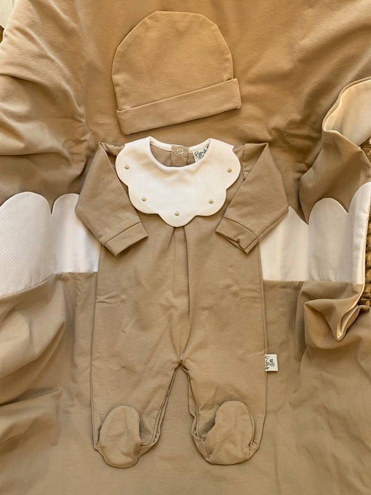 COORDINATO IN COTONE BEIGE BAVERO NUVOLA PAPPA E LATTE