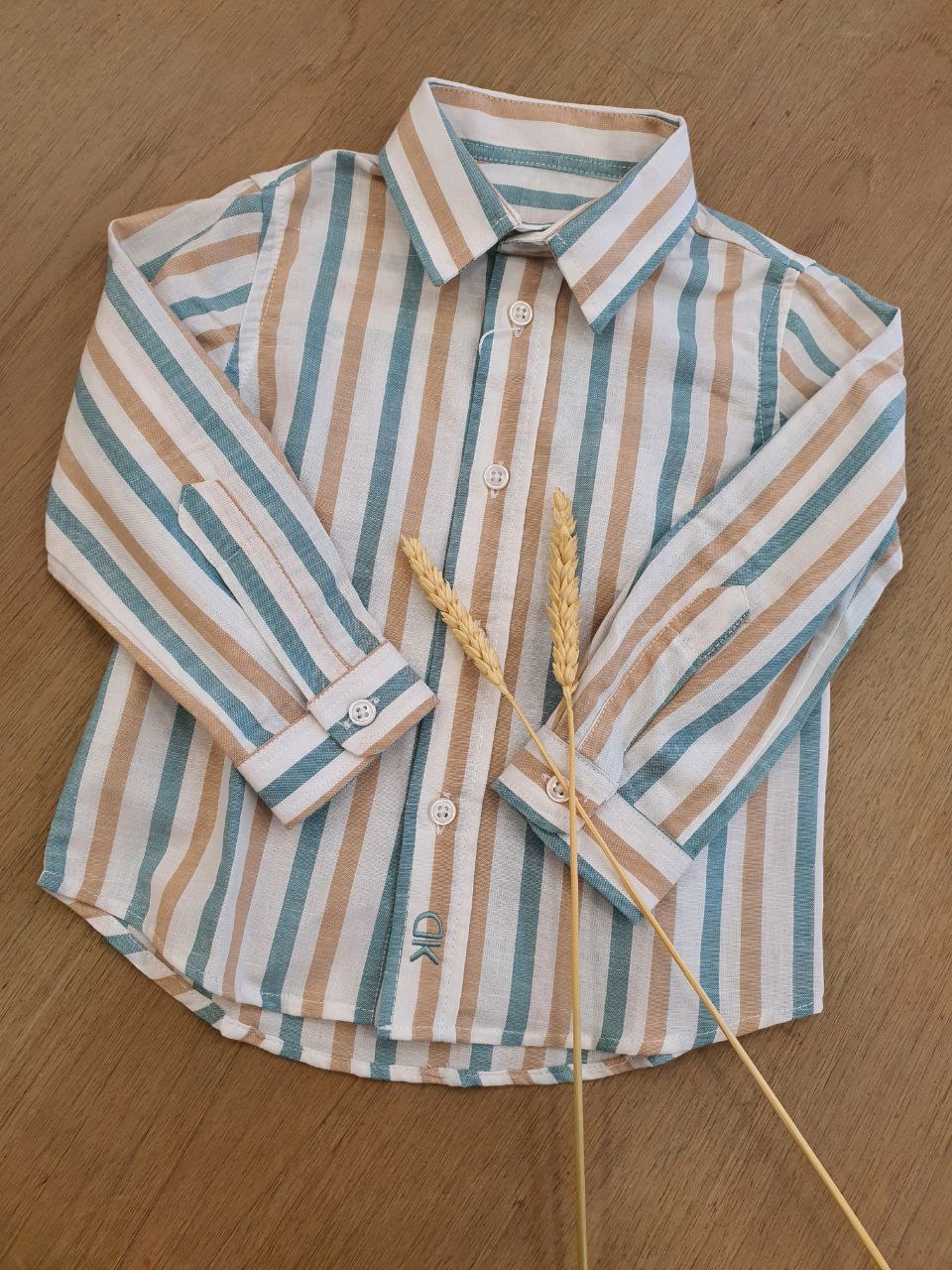 CAMICIA A RIGHE VERDE E BEIGE DR. KID