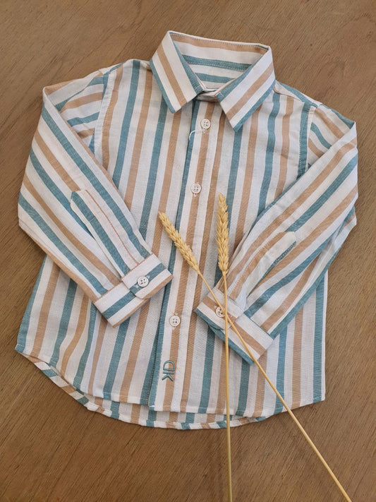 CAMICIA A RIGHE VERDE E BEIGE DR. KID