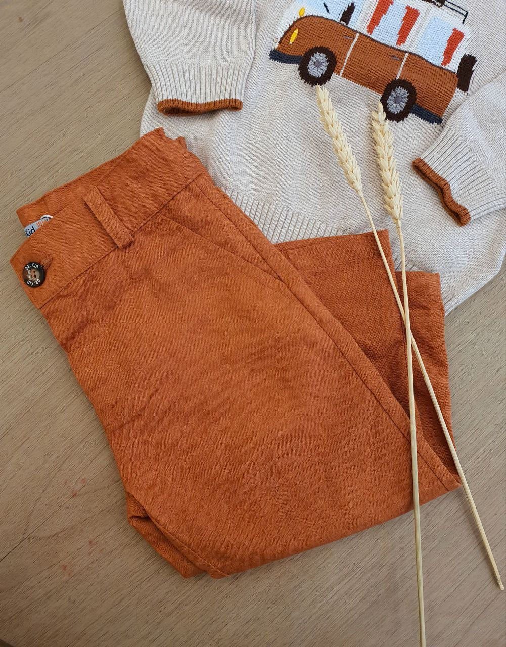 PANTALONE IN LINO ARANCIONE DR. KID