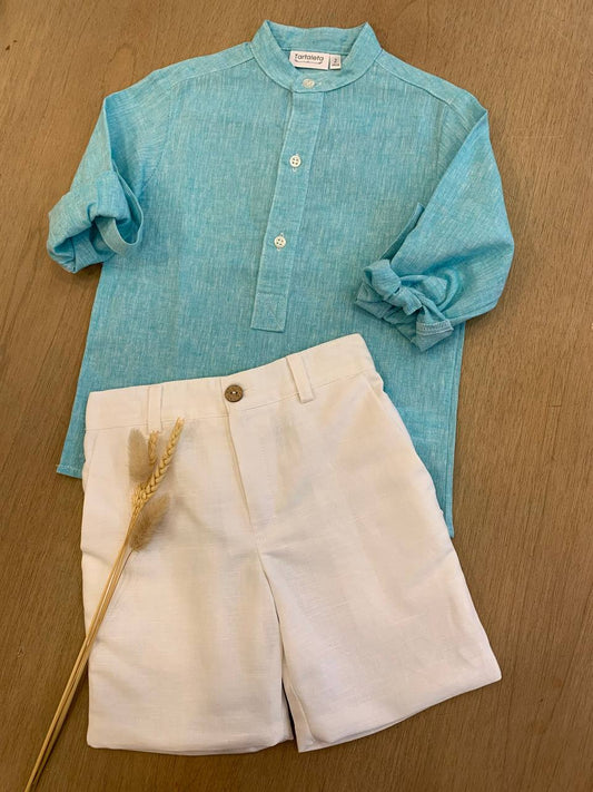 CAMICIA IN LINO VERDE TIFFANY TARTALETA