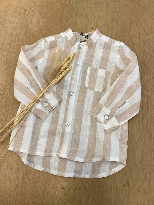 CAMICIA IN LINO A RIGHE BEIGE JO MILANO