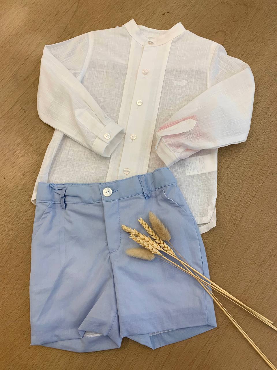COMPLETO CAMICIA BIANCA E BERMUDA AZZURRO DEL SUR