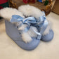 STIVALETTO AZZURRO CON PELLICCIA INDICE