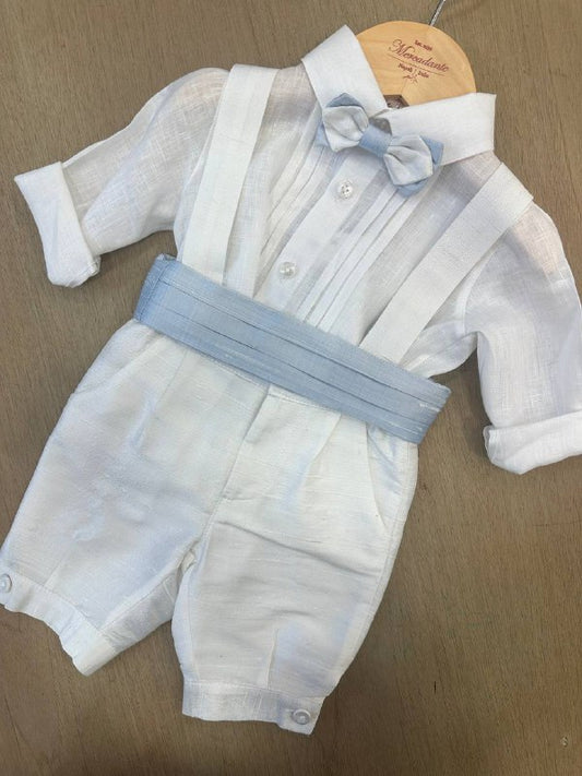 ABITO BIANCO CON FASCIA AZZURRA