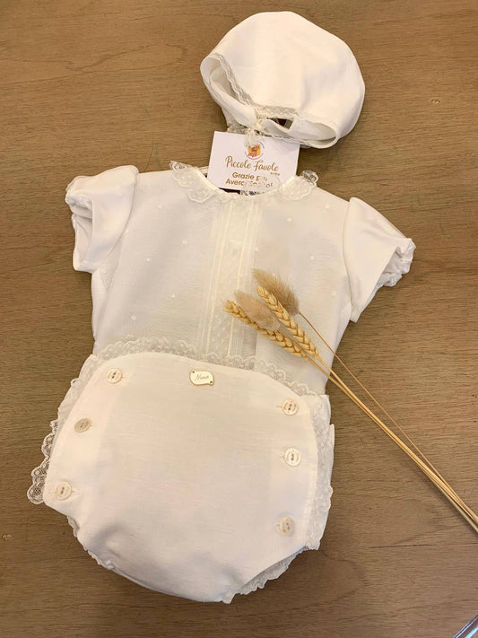 ABITO BATTESIMALE CON CUFFEITTA BIANCO NISERET