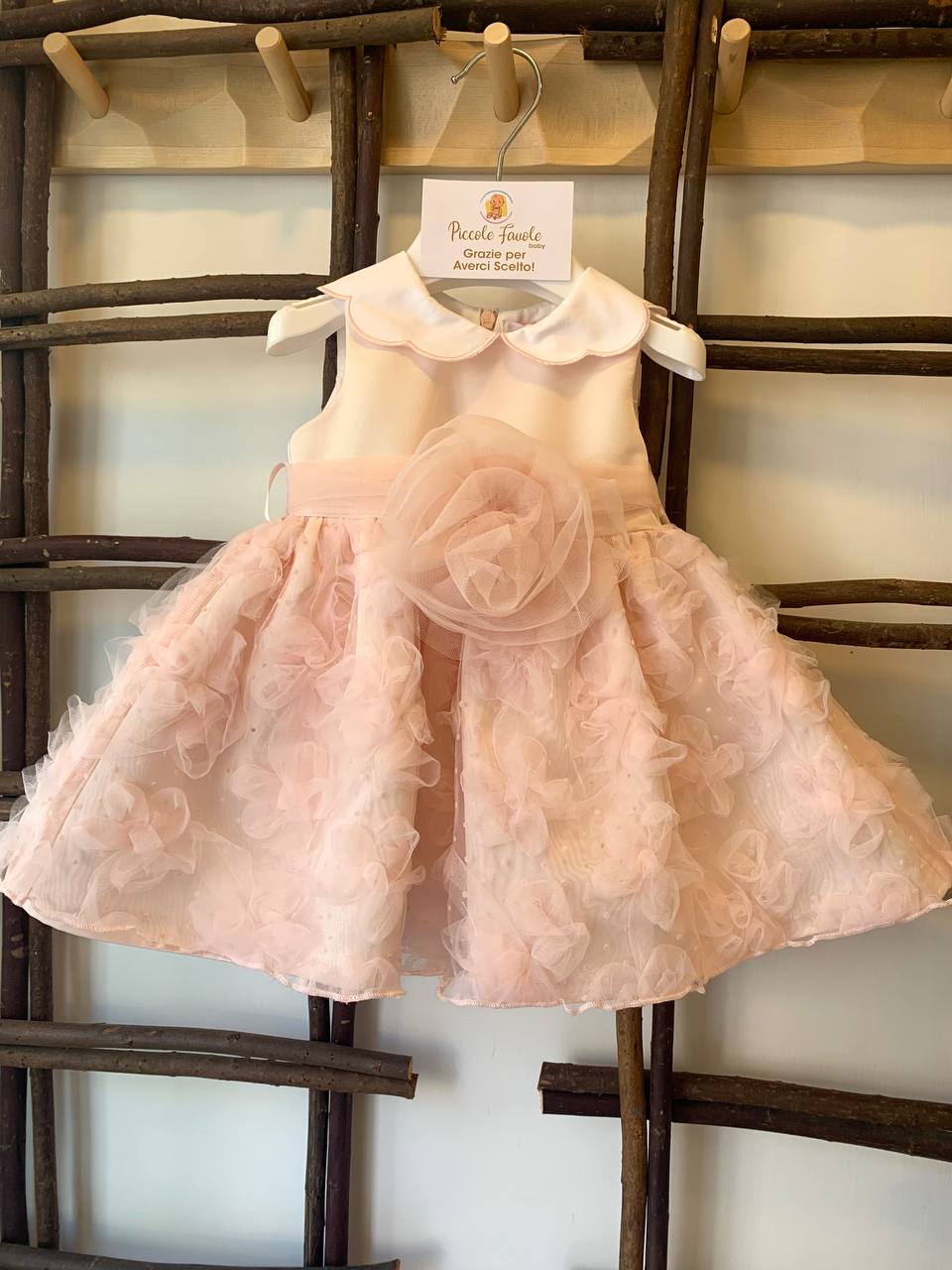ABITO ROSA FIORI IN TULLE