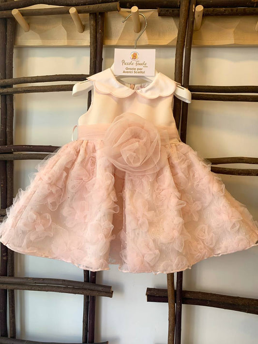 ABITO ROSA FIORI IN TULLE