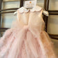 ABITO ROSA FIORI IN TULLE