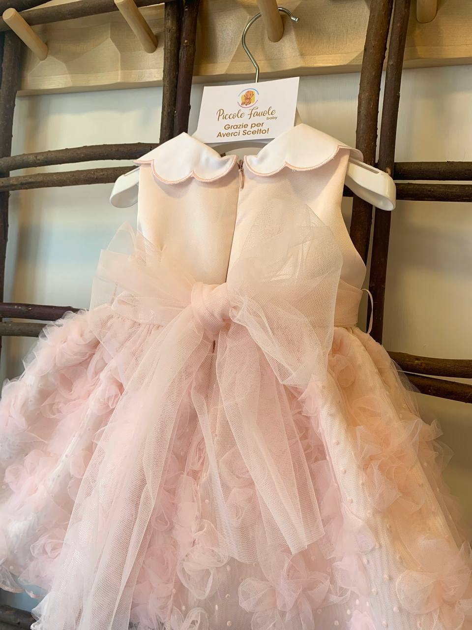 ABITO ROSA FIORI IN TULLE