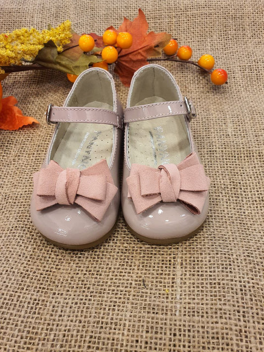 BAMBOLINA LUCIDA CON FIOCCO IN VELLUTO ROSA PANYNO