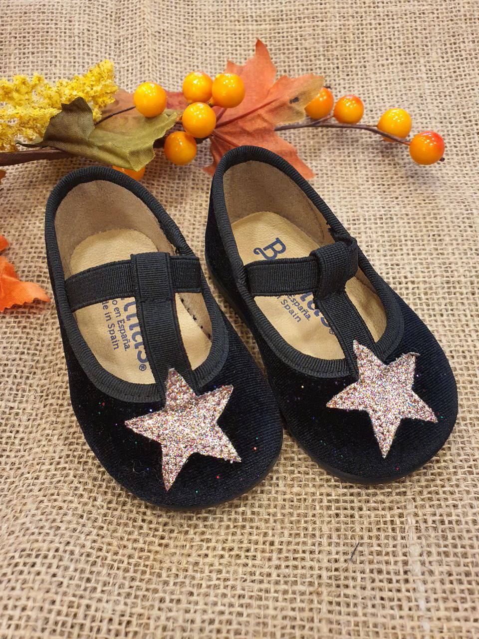 BAMBOLINA IN VELLUTO NERA CON STELLA BATILAS