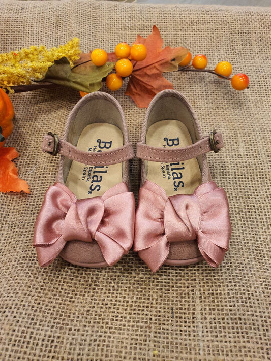 BAMBOLINA IN VELLUTO CON FIOCCO ROSA BATILAS