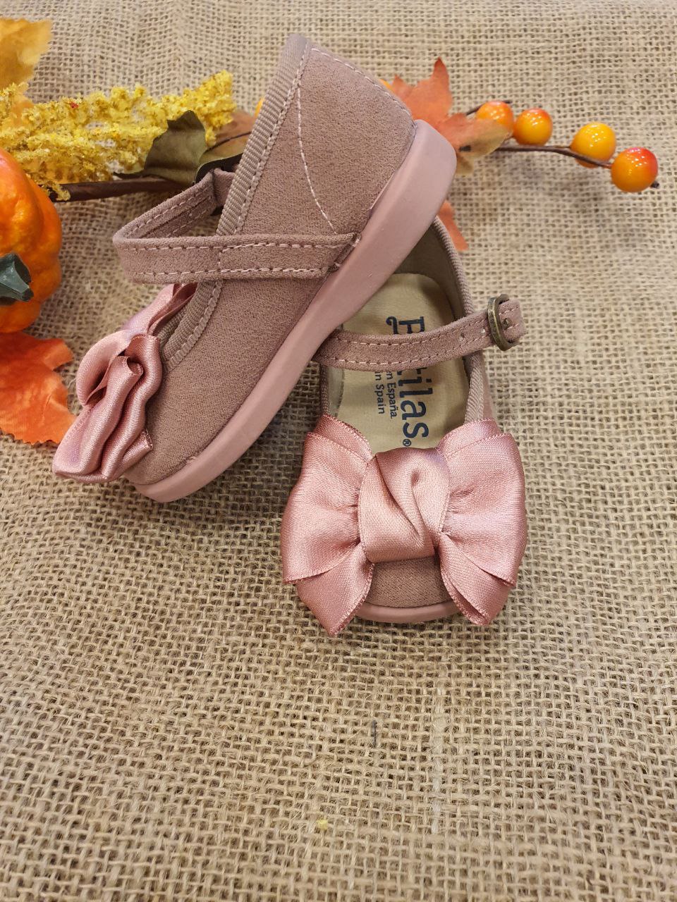 BAMBOLINA IN VELLUTO CON FIOCCO ROSA BATILAS