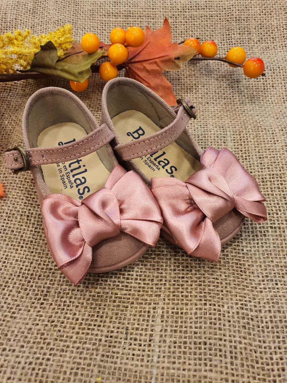 BAMBOLINA IN VELLUTO CON FIOCCO ROSA BATILAS