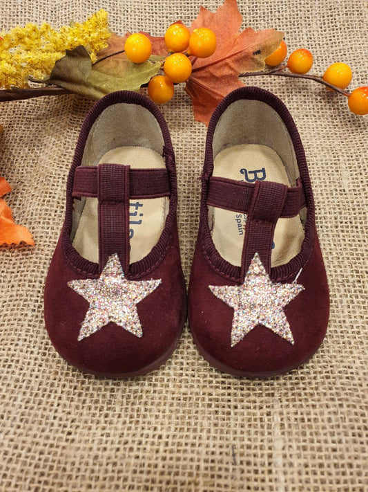 BAMBOLINA IN VELLUTO BORDEAUX CON STELLA BATILAS