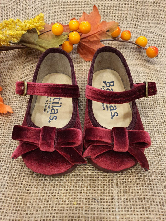 BAMBOLINA IN VELLUTO CON FIOCCO BORDEAUX BATILAS