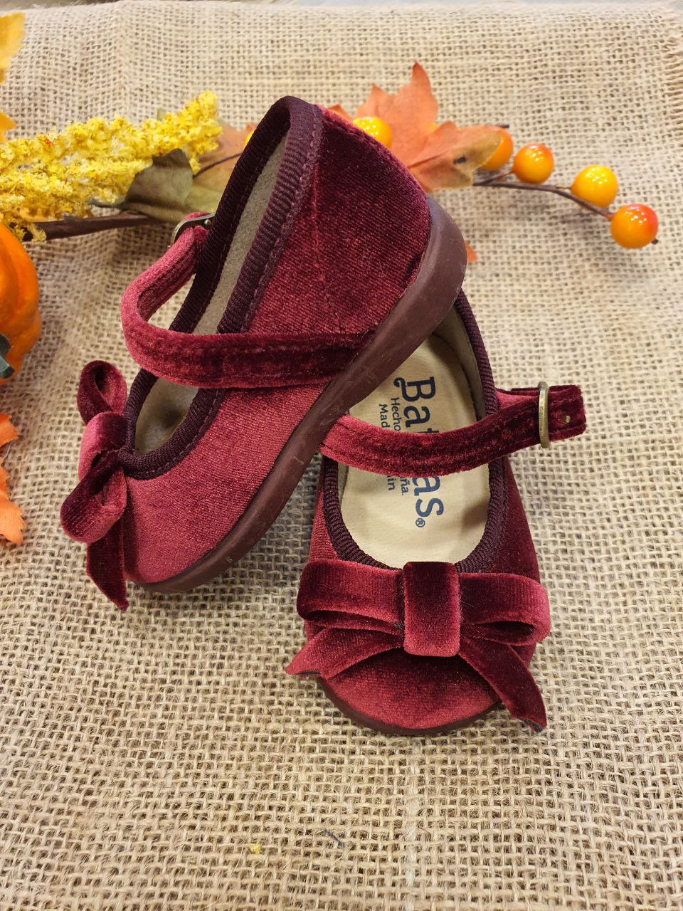 BAMBOLINA IN VELLUTO CON FIOCCO BORDEAUX BATILAS