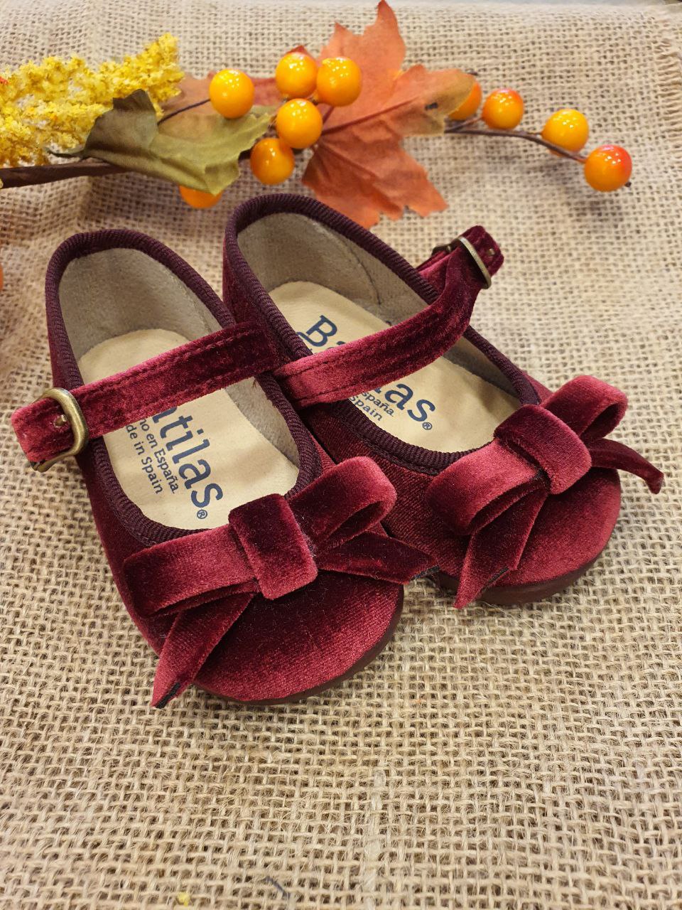 BAMBOLINA IN VELLUTO CON FIOCCO BORDEAUX BATILAS