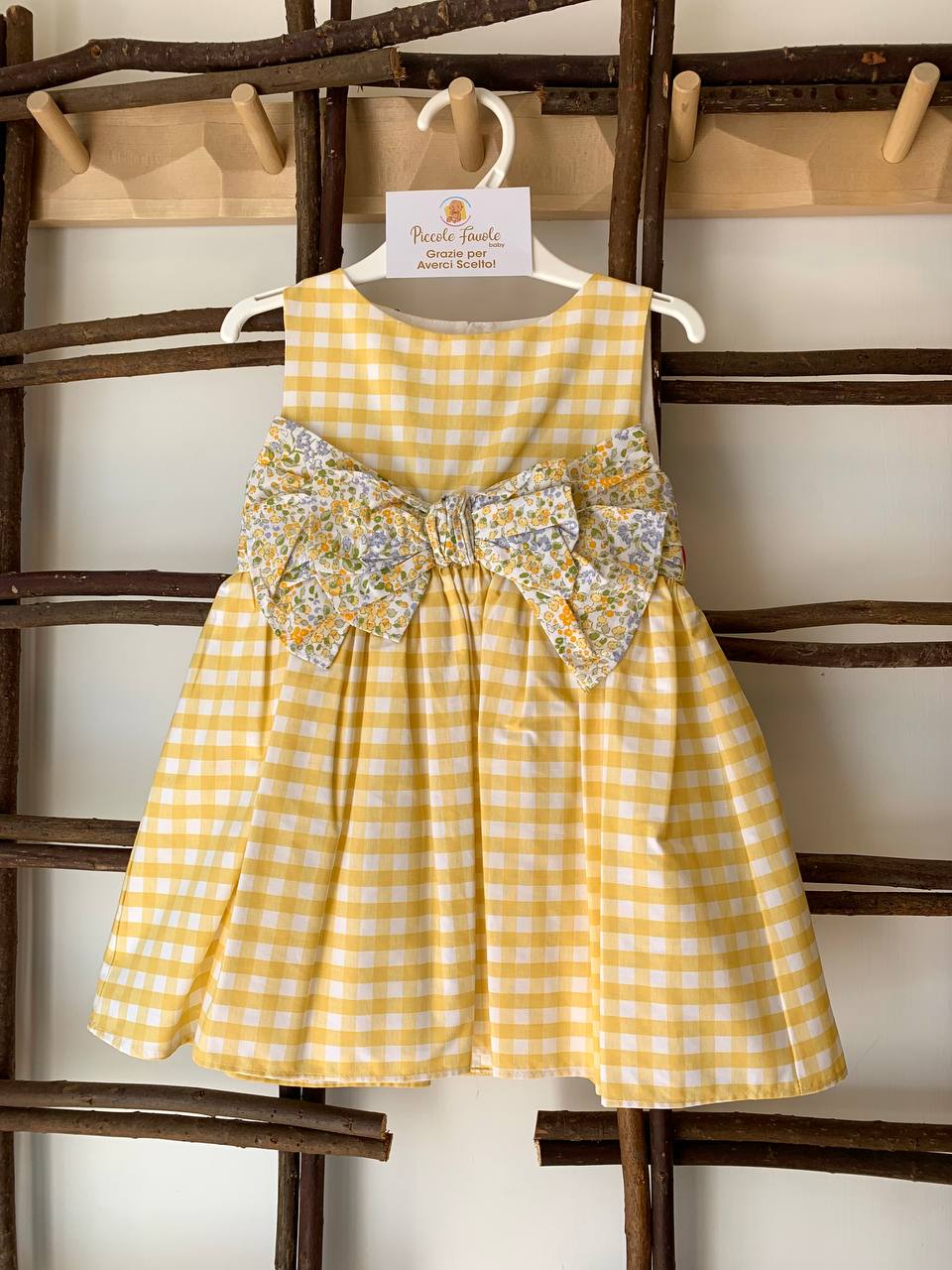 VESTITO QUADRI CON FIOCCO FLOREALE DEL SUR
