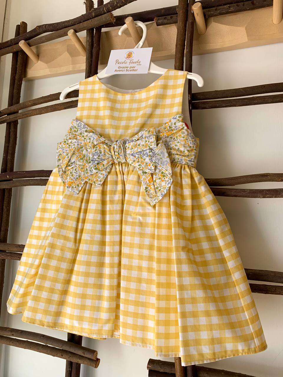 VESTITO QUADRI CON FIOCCO FLOREALE DEL SUR