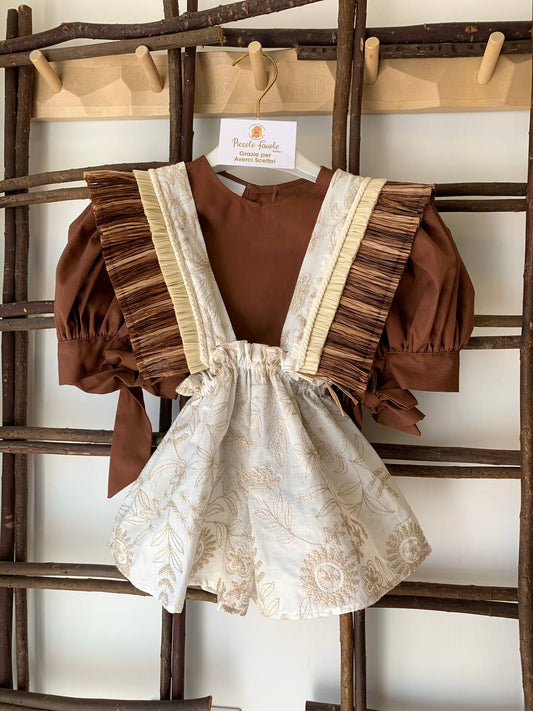 SALOPETTE ECRU CON BRATELLE IN PAGLIA COCO ET MAMA