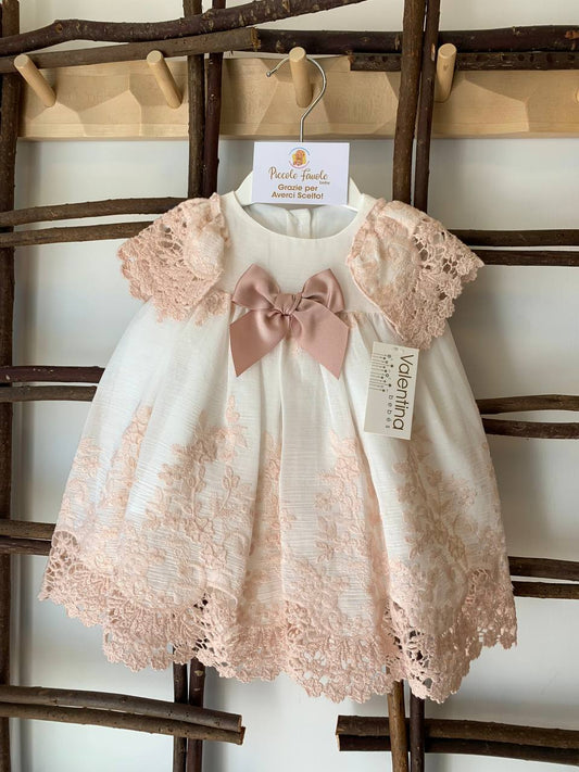VESTITINO IN PIZZO ROSA VALENTINA BEBES
