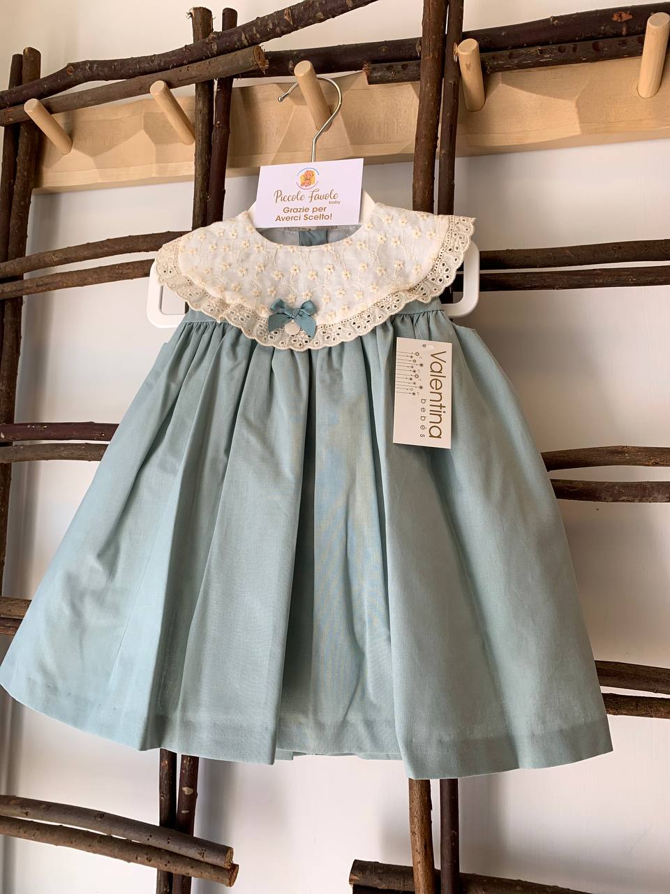 ABITO ROMANTICO VERDE VALENTINA BEBES